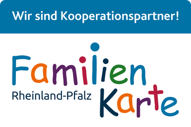 Partner Schild der Familien Karte Rheinland-Pfalz mit dem Schriftzug in bunten Buchstaben