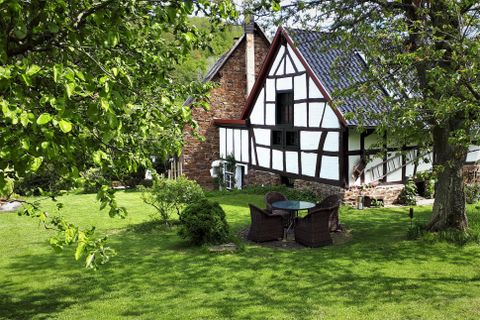 Exterior view of barrel sauna