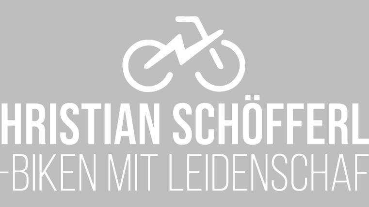 A modern logo for e-bikes with the name "Christian Schönfferle". The slogan "E-Bikes with Passion" emphasizes the enthusiasm for riding e-bikes.