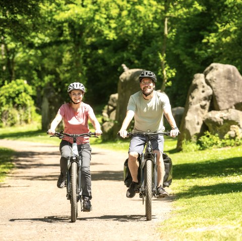 Het Vulkanpark fietspad loopt door het Nettepark met sculpturen, © Eifel Tourismus GmbH, Dominik Ketz