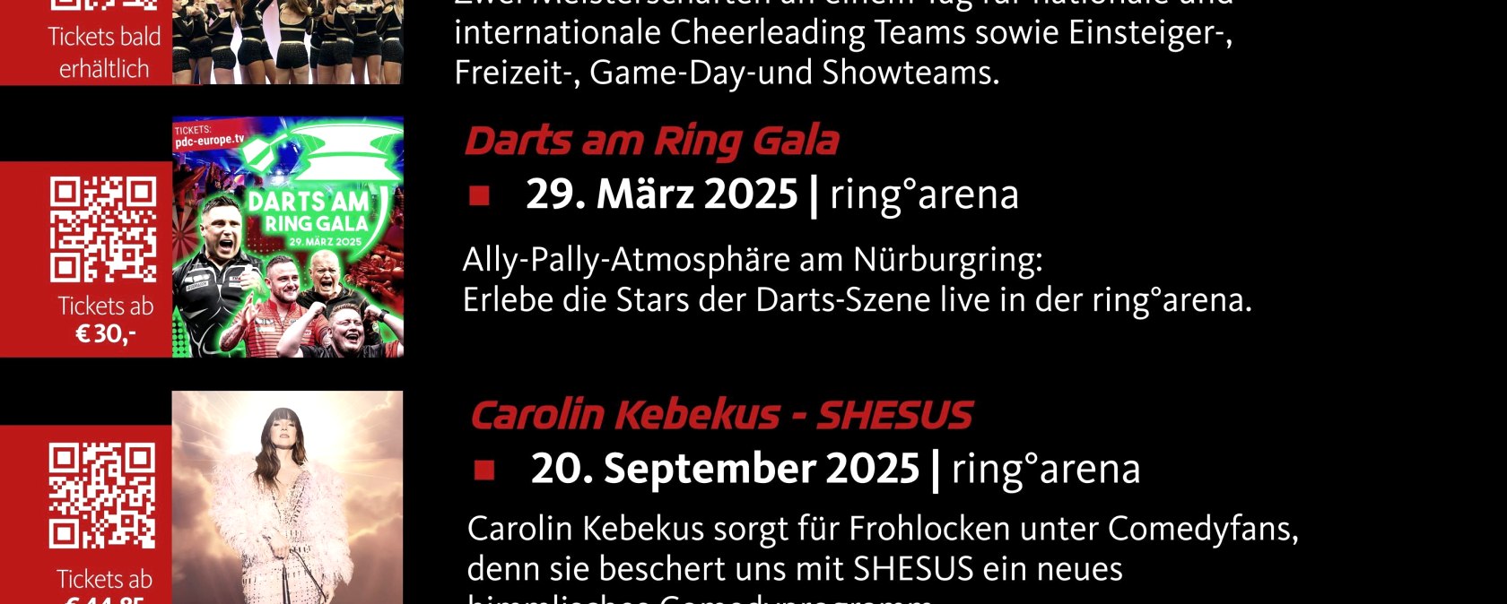 Plakat Events, © Nürburgring 1927 GmbH & Co KG