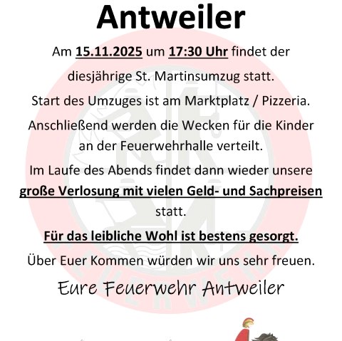 Plakat St. Martin Antweiler 2025, © Freiwilliger Feuerwehr Antweiler