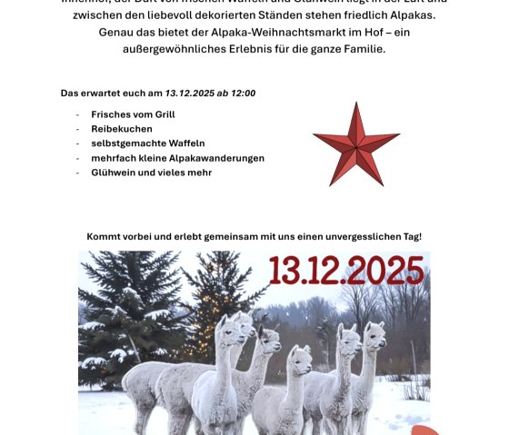 Plakat Weihnachtszauber mit Alpakas, © Sandras Eifler Alpakas