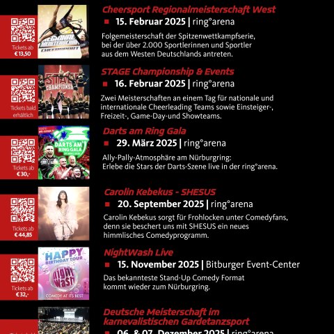 Plakat Events, © Nürburgring 1927 GmbH & Co KG