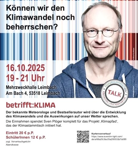 Plakat Sven Plöger live, © Klimastammtisch Ahr