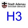 Wegemarkierung mit dem  Wappen der Stadt Adenau und der Aufschrift 'H3' in Blau., © Stadt Adenau