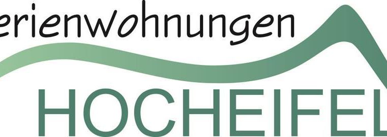 Un logo pour des appartements de vacances dans la haute Eifel. Il présente l'inscription « Appartements de vacances Haute Eifel » avec un graphique en lignes courbes.