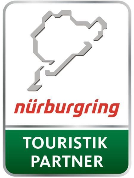 Logo of the Nürburgring with the text "Touristik Partner". It displays the track of the Nürburgring in a clear graphic representation.