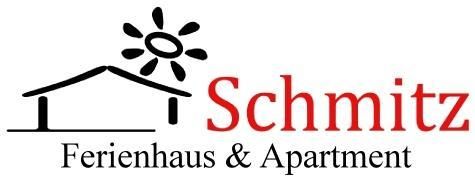 A logo with the name "Schmitz" and the words "Holiday Home & Apartment". It features a simple house with a sun above it.